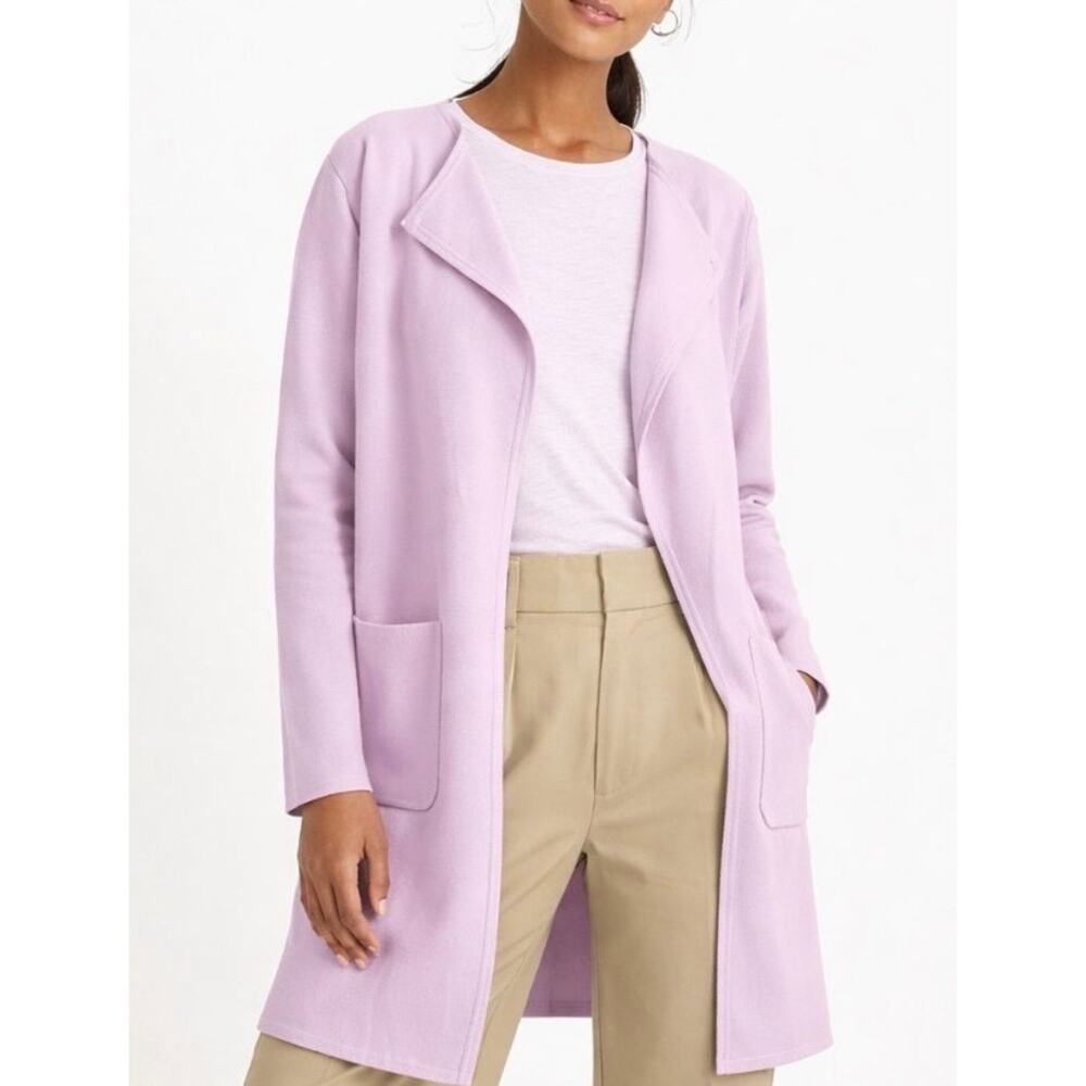 J Crew 365 Juliette Collarless Sweater Blazer Longer Purple Wool Blend Women's S